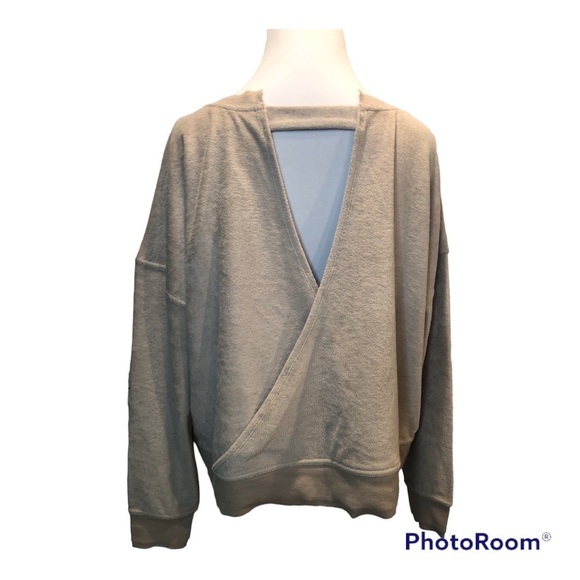 JoyLab Tan French Terry Cloth oversized  Open Back Sweatshirt -size small-NWT - Picture 3 of 8
